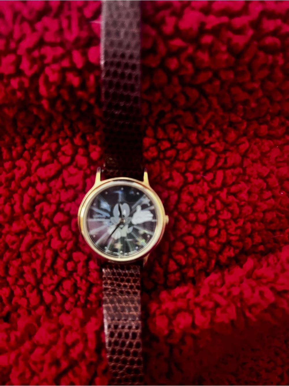 Women’s Gold-Tone Watch with Brown Leather Strap